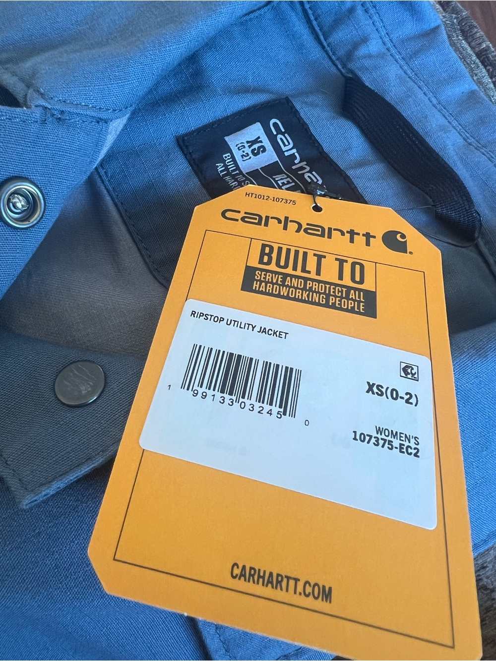 NEW Carhartt Blue Ripstop Utility Jacket Women’s XS Relaxed Fit Coat Workwear - Picture 5 of 7